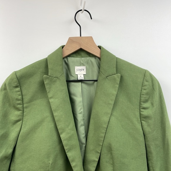 J. Crew Linen Blend Single Breasted Blazer Jacket Coastal Minimalist Green 4 - Picture 2 of 8